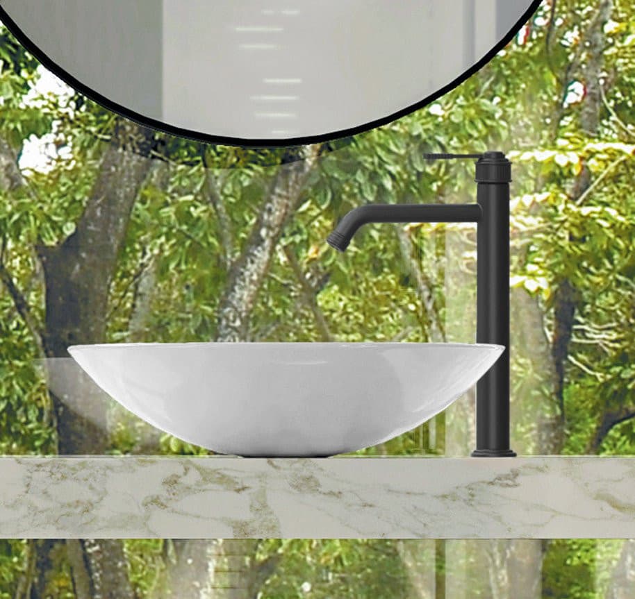 VERSI bateria umywalkowa, wysoka, przedłużoną wylewką, czarny mat