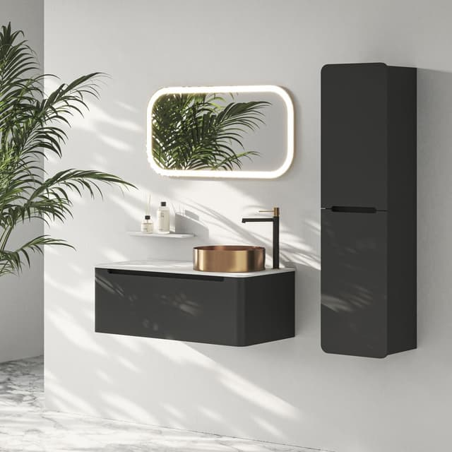 KERALA słupek wysoki, 38x143x32cm, 2 drzwiczki, lewy/prawy, antracyt mat