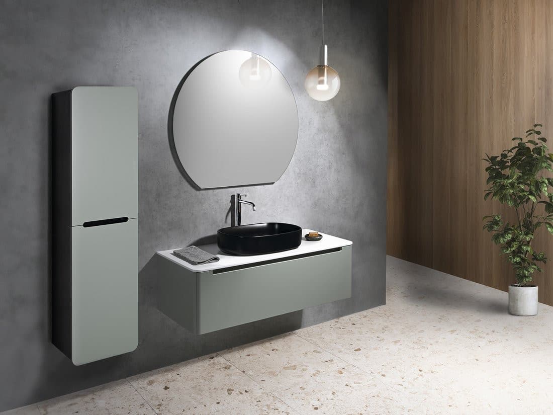 KERALA słupek wysoki, 38x143x32cm, 2 drzwiczki, lewy/prawy, verde/antracyt mat