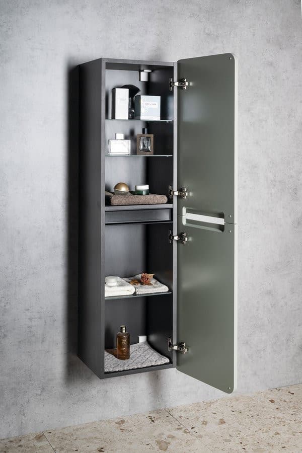 KERALA słupek wysoki, 38x143x32cm, 2 drzwiczki, lewy/prawy, siena/antracyt mat