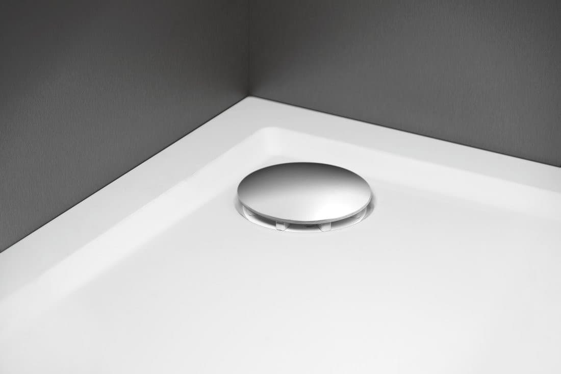 Syfon do brodzików, średnica 90mm, DN40, niski, korek stal nierdzewna polerowana