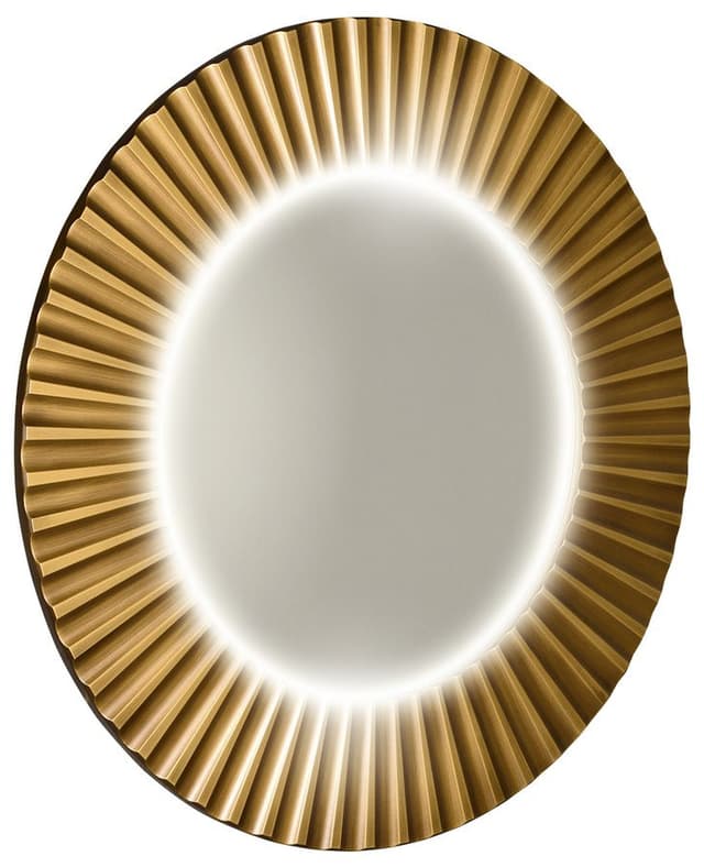 PRIDE okrągłe lustro z oświetleniem LED w ramie średnica 90cm, brąz