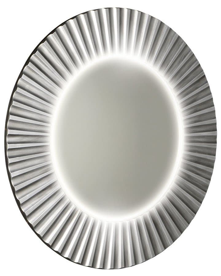 PRIDE okrągłe lustro z oświetleniem LED w ramie średnica 75cm, srebro