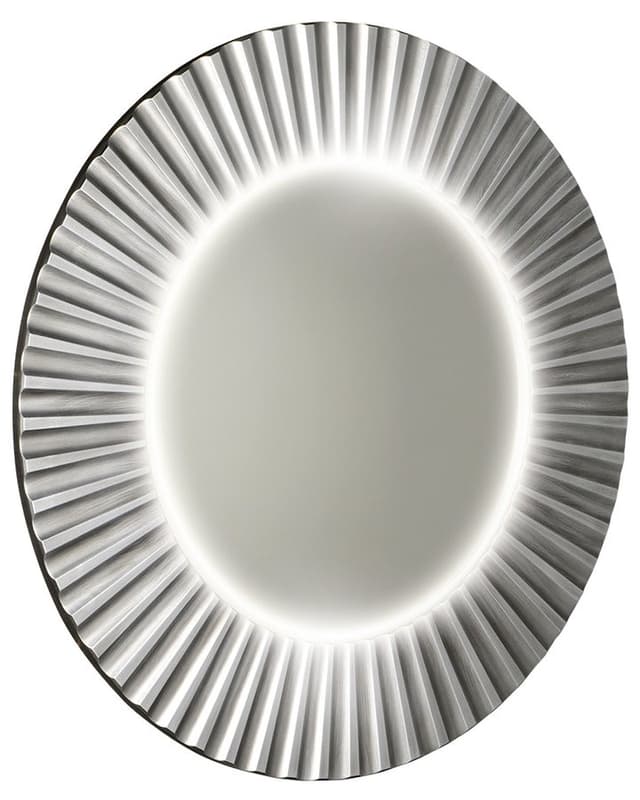 PRIDE okrągłe lustro z oświetleniem LED w ramie średnica 75cm, srebro