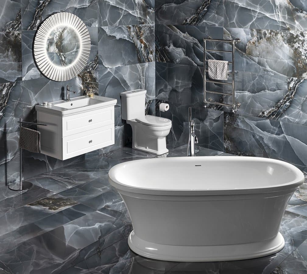 PRIDE okrągłe lustro z oświetleniem LED w ramie średnica 75cm, srebro