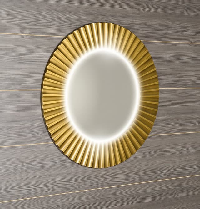 PRIDE okrągłe lustro z oświetleniem LED w ramie średnica 75cm, złoto