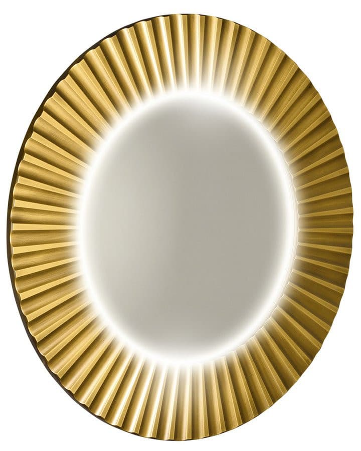 PRIDE okrągłe lustro z oświetleniem LED w ramie średnica 90cm, złoto