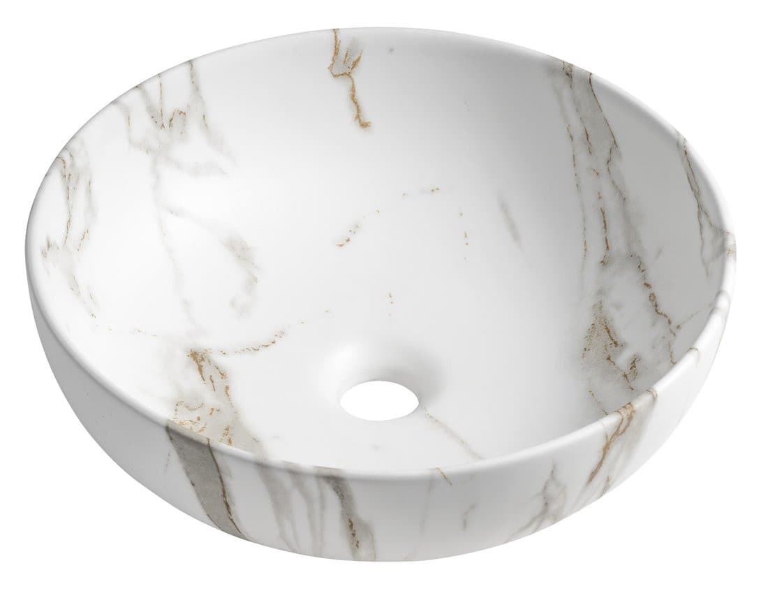 RONDANE umywalka ceramiczna nablatowa średnica 41cm, bianco carrara