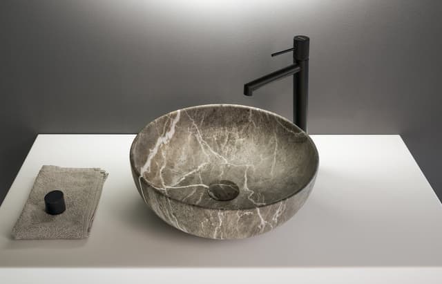 RONDANE umywalka ceramiczna nablatowa średnica 41cm, breccia marmor