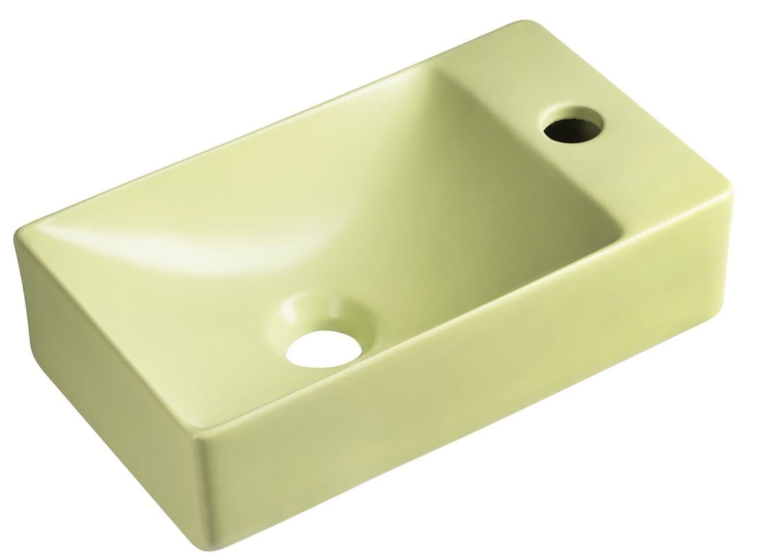 MARGITHA umywalka ceramiczna 38x22cm, otwór na baterię po prawej stronie, pistacjowy