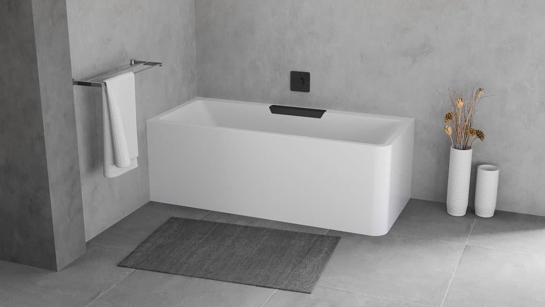 CASCATA L MONOLITH wanna prostokątna 180x80x60, kaskada czarna