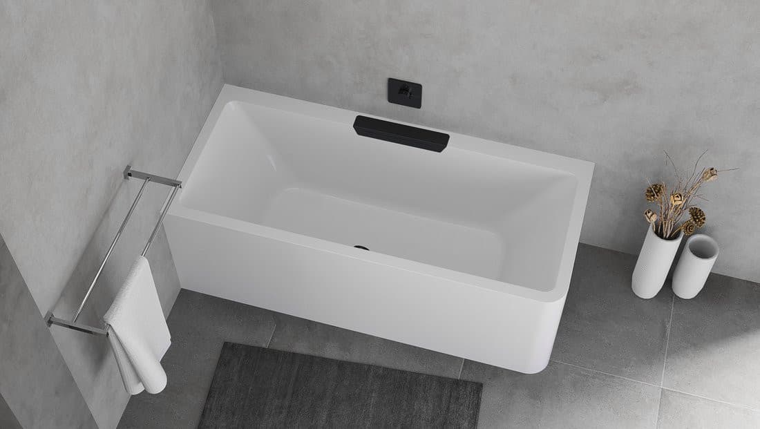 CASCATA L MONOLITH wanna prostokątna 180x80x60, kaskada czarna