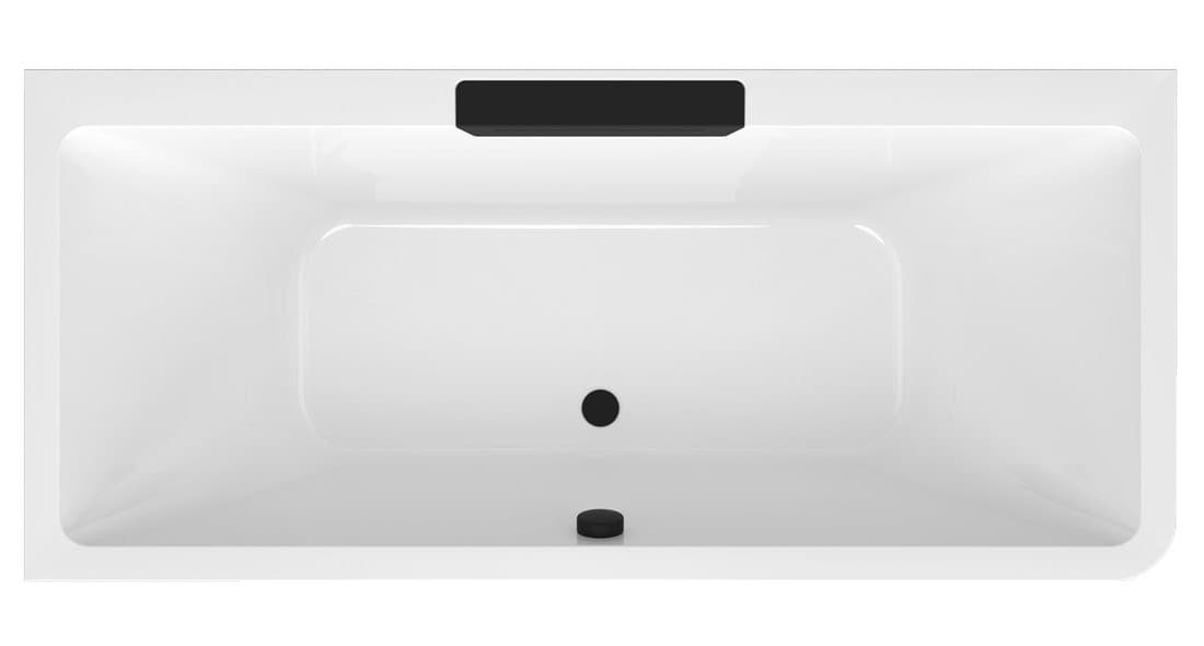 CASCATA L MONOLITH wanna prostokątna 180x80x60, kaskada czarna