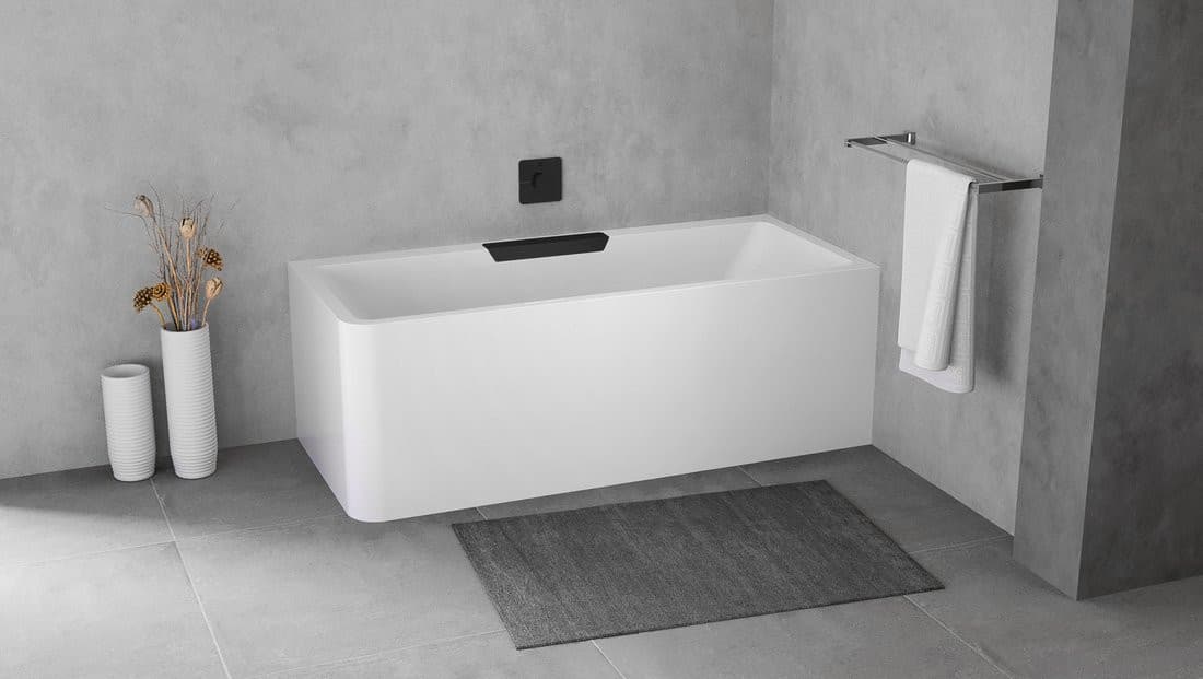 CASCATA R MONOLITH wanna prostokątna 180x80x60cm, kaskada czarna