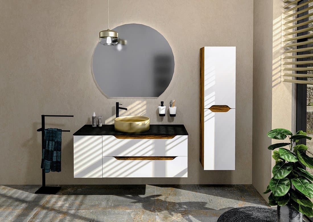 WAVE szafka wisząca dolna 30x45x47,8cm, prawa/lewa, biała/dąb alabama