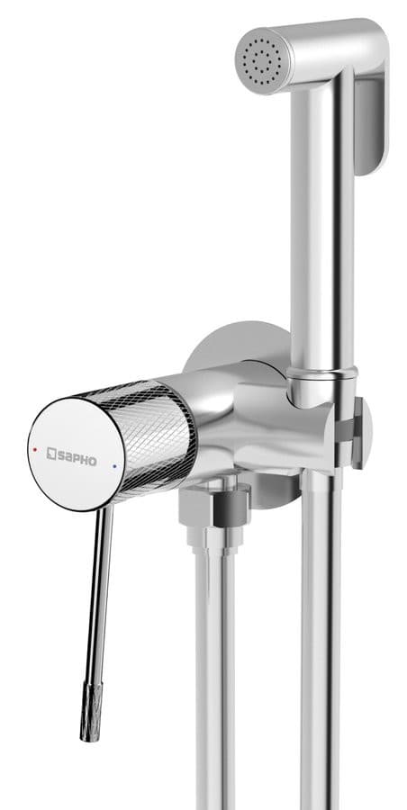 SOLARIS bateria bidetowa podtynkowa ze słuchawką bidetową i wężem, chrom