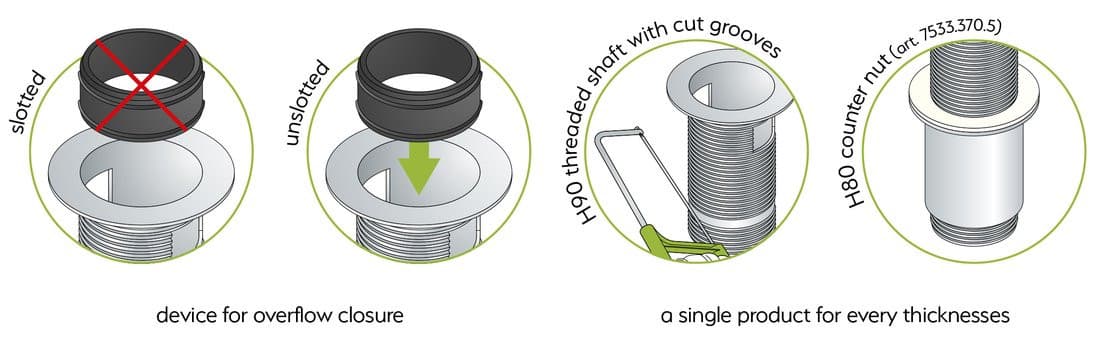 Korek umywalkowy 5/4“, klik-klak, duży grzybek, max 80mm, złoto mat