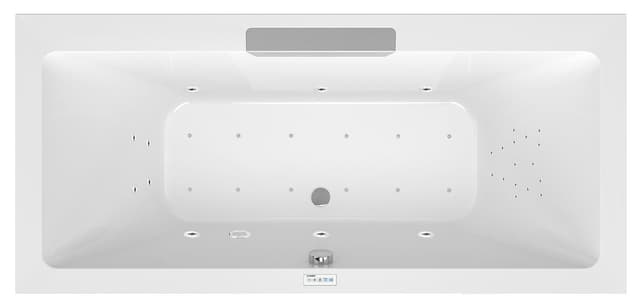 CASCATA wanna z hydromasażem, 185x85x45cm, kaskada ze stali nierdz., Highline Hydro-Air, chrom