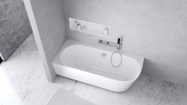 SUSSI L wanna przyścienna, narożna, kompozyt, 170x70x49,5cm, biały