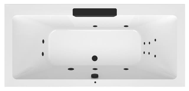 CASCATA wanna z hydromasażem, 185x85x45cm, kaskada czarna, Attraction Hydro, chrom