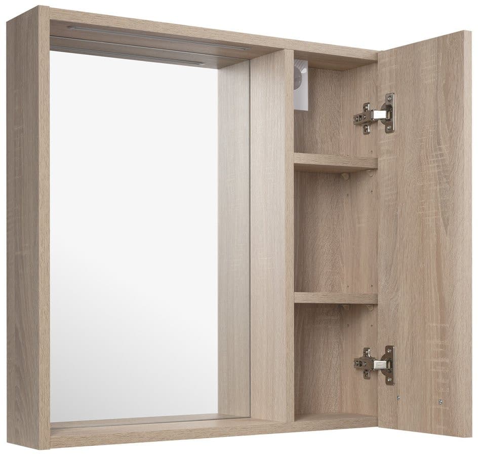 ZOJA/KERAMIA FRESH STRIP szafka z lustrem i oświetleniem LED, 60x60x14cm, prawa, dąb platin