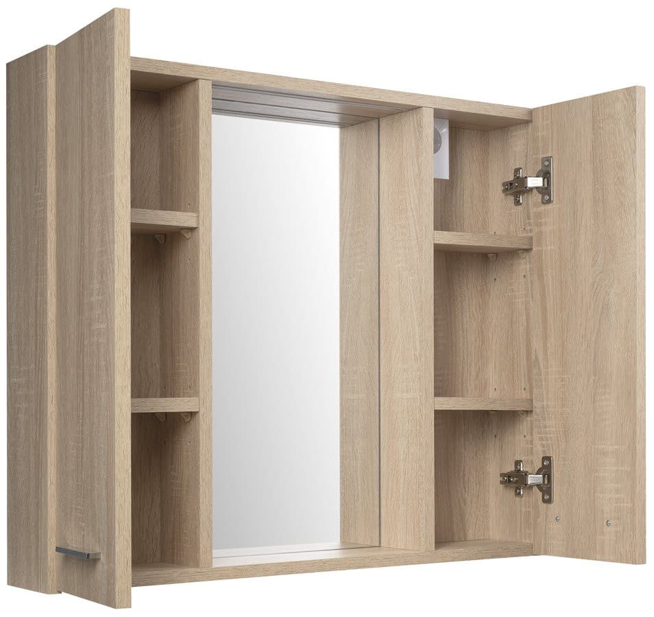 ZOJA/KERAMIA FRESH STRIP szafka z lustrem i oświetleniem LED, 70x60x14cm, dąb platin