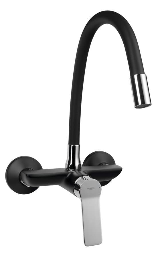 SINTRA bateria ścienna 3/4” z elastyczną wylewką, czarny mat/chrom