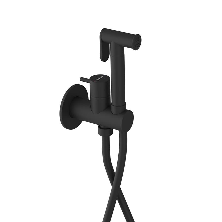 ULTRAMIX bateria podtynkowa do bidetu z prysznicem Stop, okrągły, czarny mat