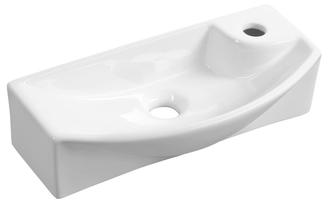 CARLON umywalka ceramiczna, 45x23cm, otwór na baterię po prawej stronie, biały
