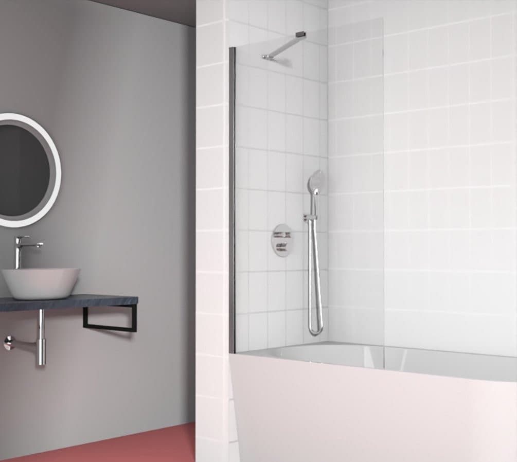 Parawan wannowy 900x1500mm, szkło czyste