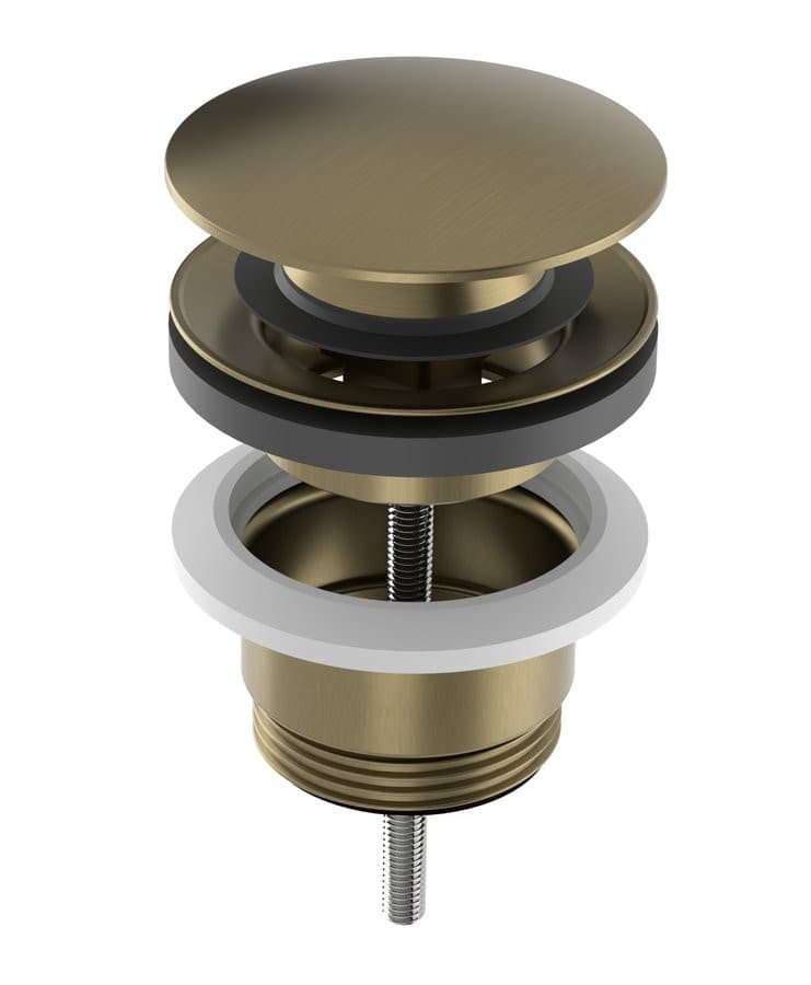 Odpływ umywalkowy, 5/4', click-clack, duży grzybek, 10-65mm, złoto mat