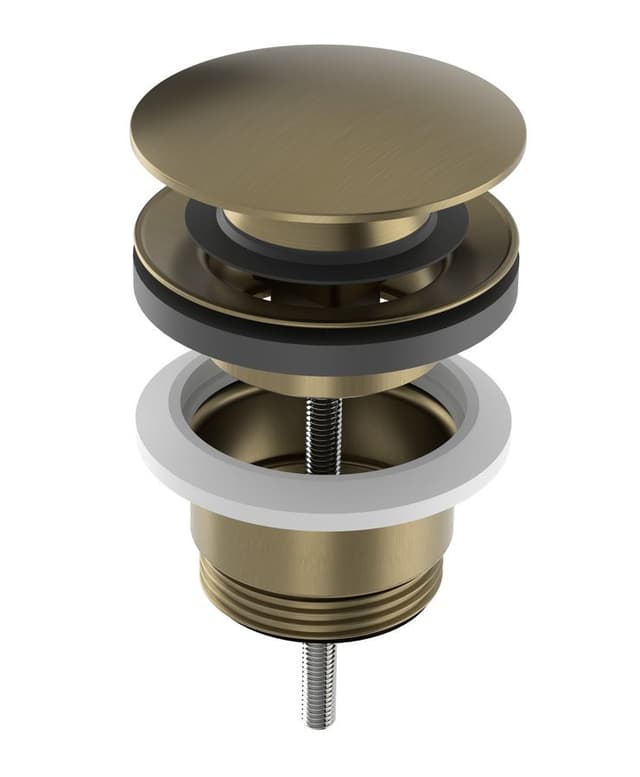 Odpływ umywalkowy, 5/4', click-clack, duży grzybek, 10-65mm, złoto mat