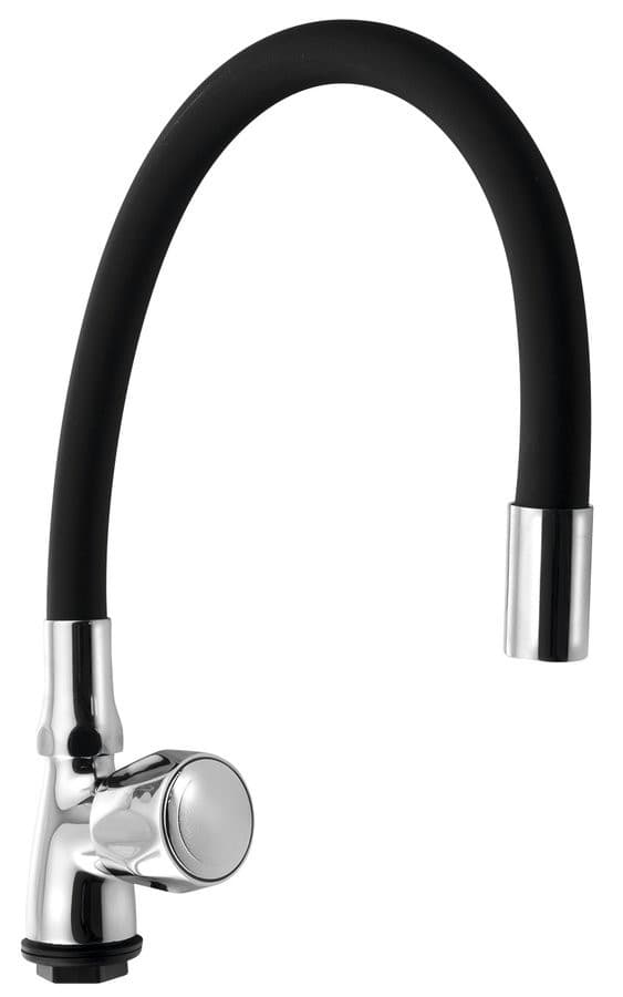 Zawór stojący 1/2" z elastyczną wylewką, chrom/czarny mat