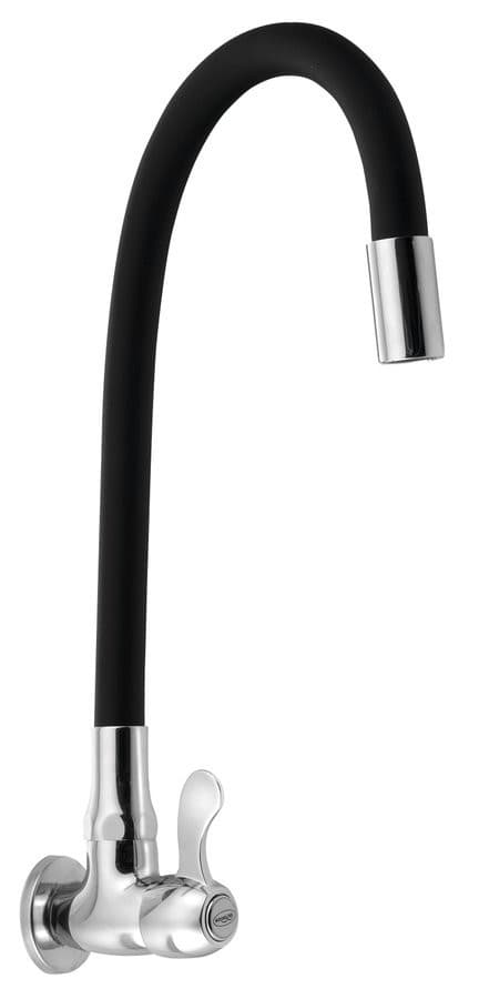 Zawór kulowy ścienny 1/2", z elastyczną wylewką, chrom/czarny mat