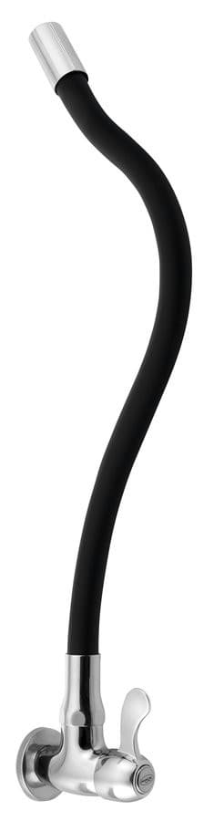 Zawór kulowy ścienny 1/2", z elastyczną wylewką, chrom/czarny mat