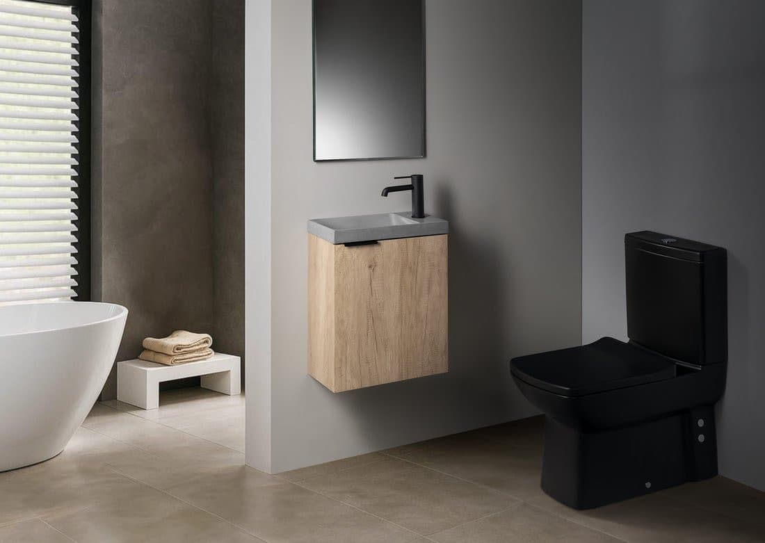 AGOS umywalka betonowa, 40x22cm, lewa/prawa, szary półpołysk