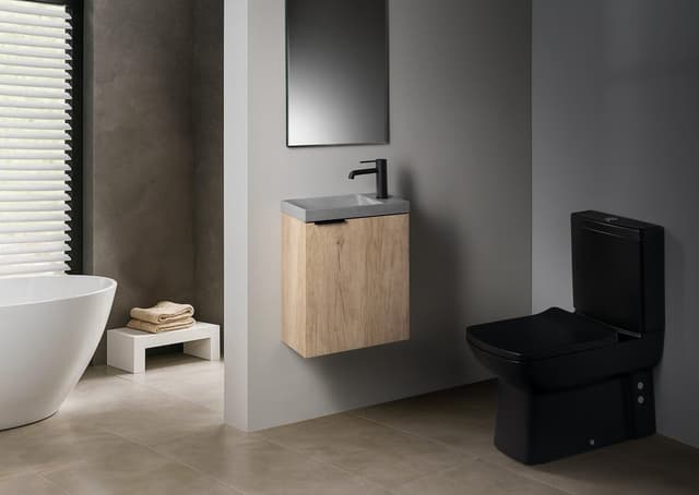 AGOS umywalka betonowa, 40x22cm, lewa/prawa, szary półpołysk