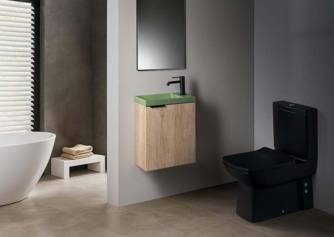 AGOS umywalka betonowa, 40x22cm, lewa/prawa, zielony półpołysk