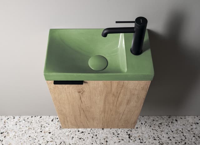 AGOS umywalka betonowa, 40x22cm, lewa/prawa, zielony półpołysk
