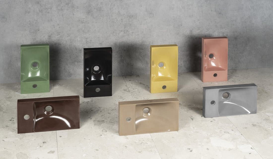 AGOS umywalka betonowa, 40x22cm, lewa/prawa, zielony półpołysk