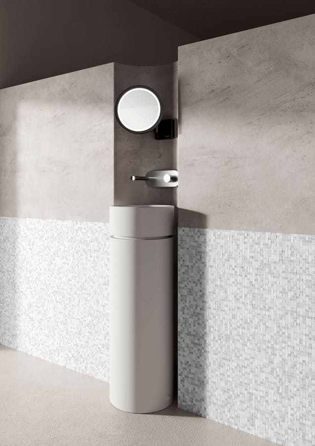 OKE umywalka ceramiczna nablatowa, średnica 30cm, czarny mat