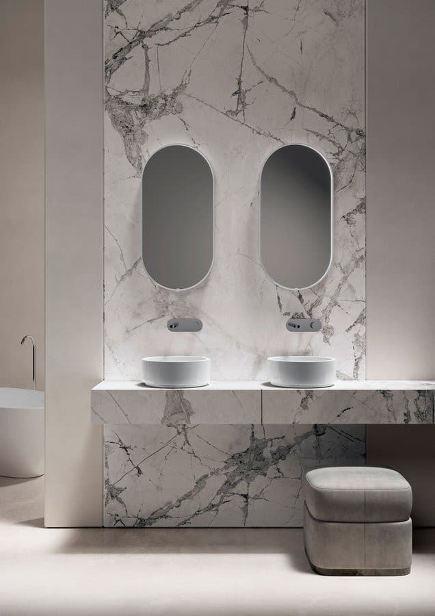 OKE umywalka ceramiczna nablatowa, średnica 40cm, biały