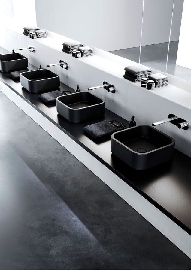 HAKO umywalka ceramiczna nablatowa, 30x30cm, czarny mat