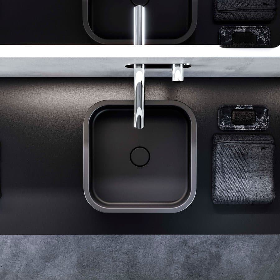 HAKO umywalka ceramiczna nablatowa 40x40cm, czarny mat