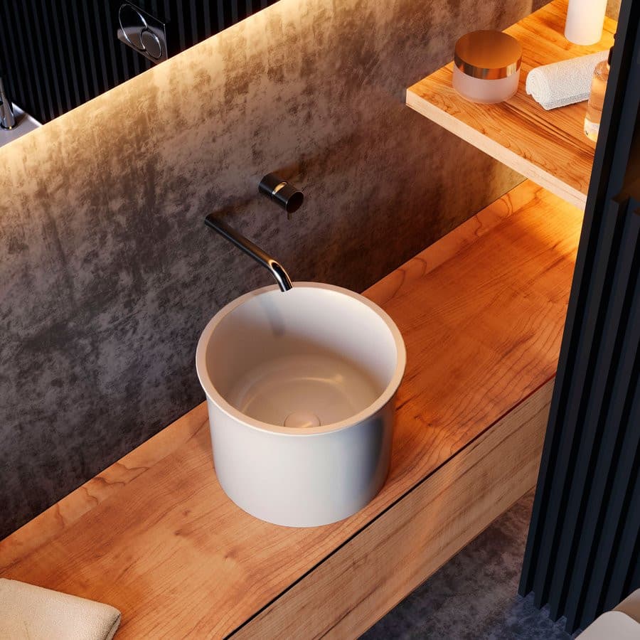 THE NEW YORKER umywalka ceramiczna nablatowa wysoka, średnica 40cm, biały