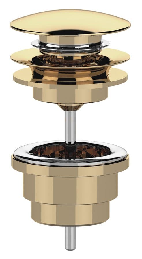 Odpływ umywalkowy, 5/4', click-clack, duży grzybek, 10-65mm, złoto