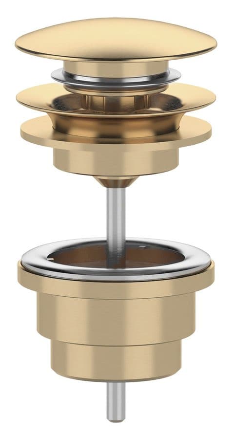 Odpływ umywalkowy, 5/4', click-clack, duży grzybek, 10-65mm, złoto mat