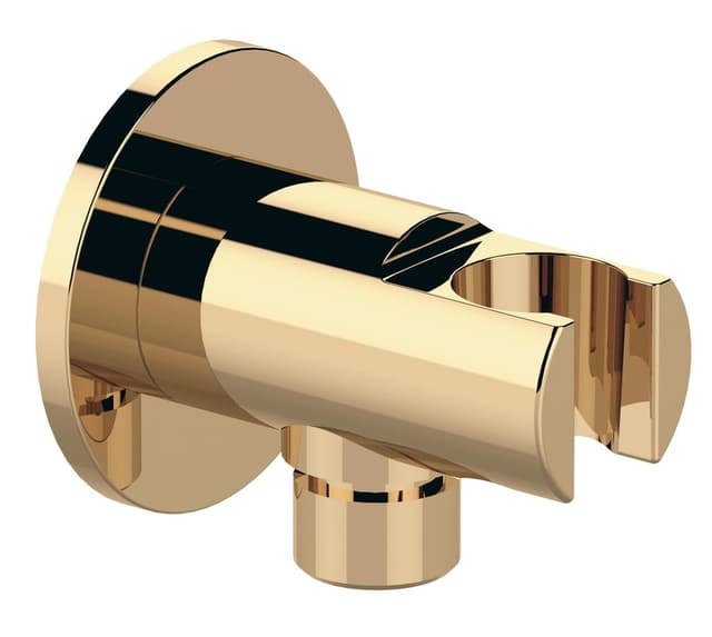 Uchwyt prysznicowy okrągły, stały, z odpływem, złoto