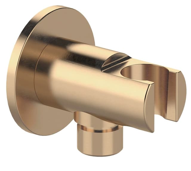 Uchwyt prysznicowy okrągły, stały, z odpływem, złoto mat