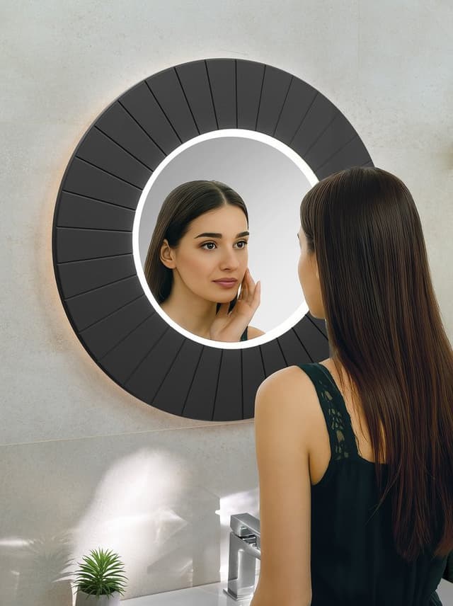 LUMIRO STRIP okrągłe lustro z oświetleniem LED w ramie średnica 75cm, carina